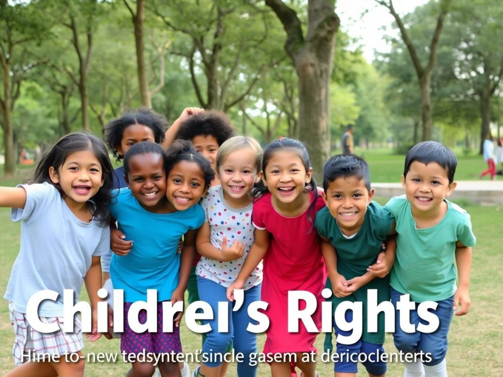 Grup divers de copii jucându-se împreună în parc.